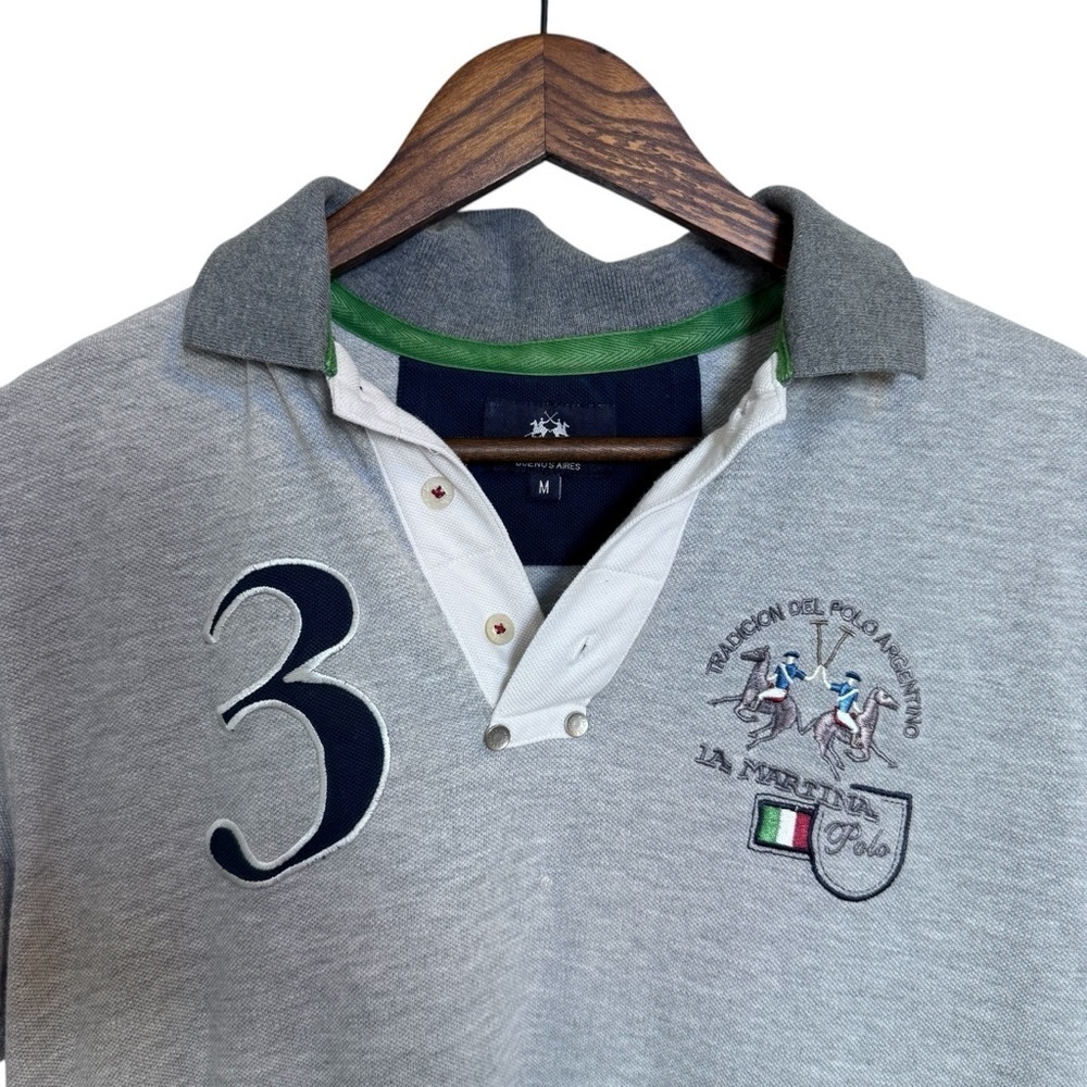 Vintage La Martina Italia Buenos Aires Grey Slim Fit Polo Shirt - Picture 2 of 15